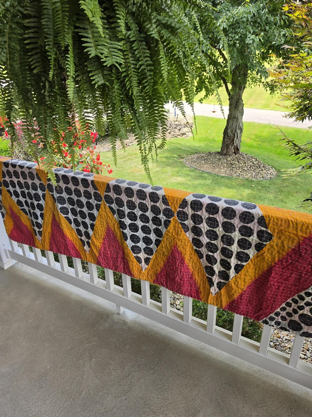 Kantha Quilt Recycled Indian Sari Fabric Cotton Blanket Handstitched  86x52